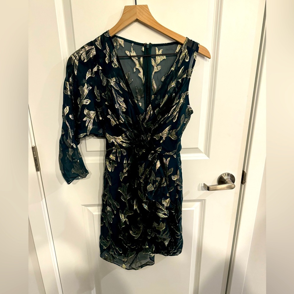 BCBG MaxAzria, Dress, One Shoulder, Green Gold, 0